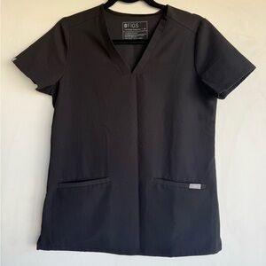 Figs Women's Black V-Neck Short Sleeve Top XS